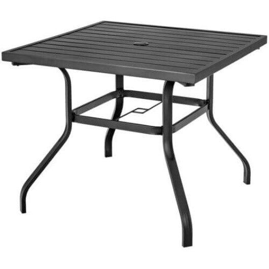 37 Inch Square Patio Dining Table with Umbrella Pole Hole at Set Shop and Smile