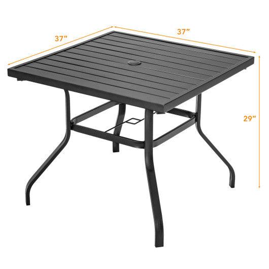 37 Inch Square Patio Dining Table with Umbrella Pole Hole at Set Shop and Smile