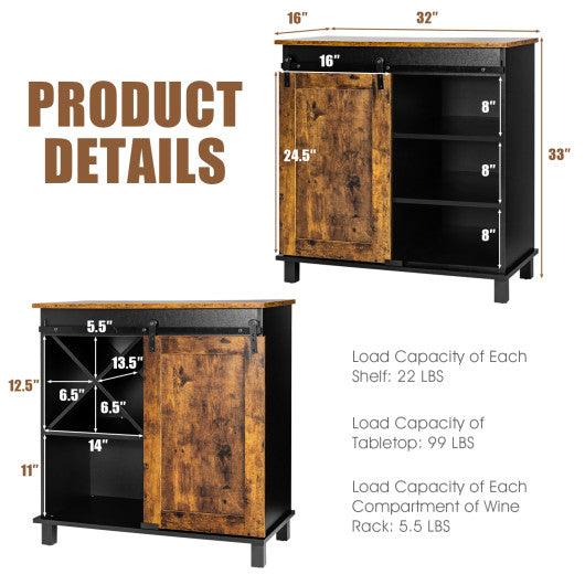Industrial Storage Cabinet with Sliding Barn Door-Rustic Brown at Set Shop and Smile