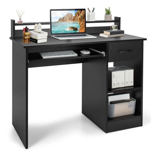 Study Laptop Table with Drawer and Keyboard Tray-Black at Set Shop and Smile