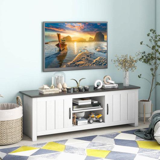 TV Stand with 2 Cabinets and Open Shelves for TVs up to 65 Inch-Black at Set Shop and Smile