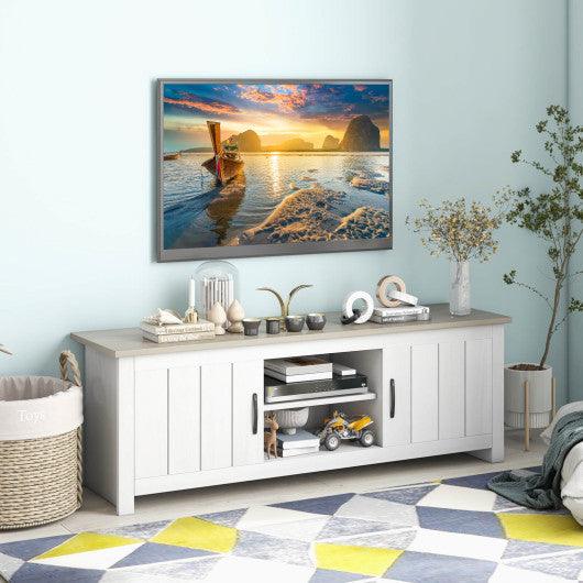 TV Stand with 2 Cabinets and Open Shelves for TVs up to 65 Inch-Natural at Set Shop and Smile