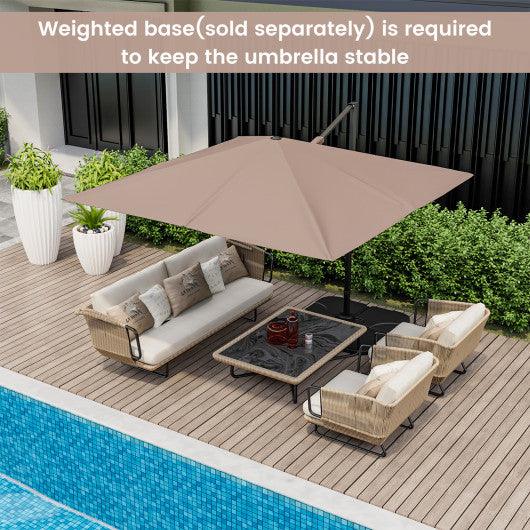 9.5 Feet Square Patio Cantilever Umbrella with 360° Rotation-Coffee at Set Shop and Smile