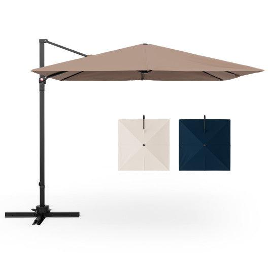 9.5 Feet Square Patio Cantilever Umbrella with 360° Rotation-Coffee at Set Shop and Smile