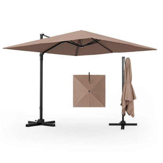 9.5 Feet Square Patio Cantilever Umbrella with 360° Rotation-Coffee at Set Shop and Smile