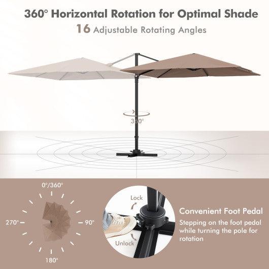 9.5 Feet Square Patio Cantilever Umbrella with 360° Rotation-Coffee at Set Shop and Smile