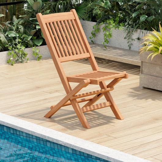 Teak Wood Patio Folding Dining Chair with Slatted Seat at Set Shop and Smile