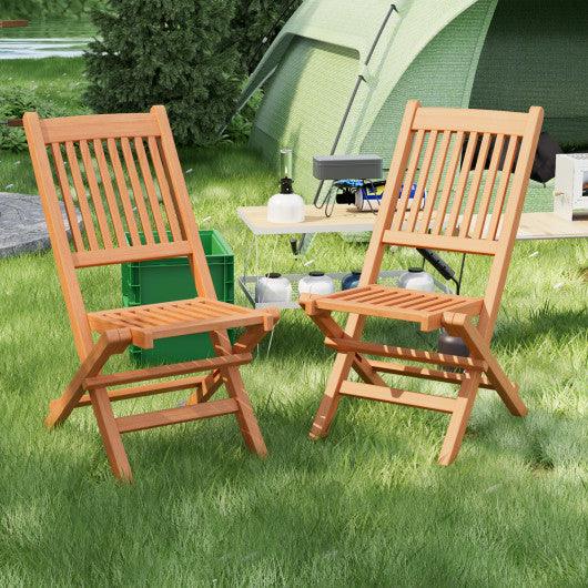 Teak Wood Patio Folding Dining Chair with Slatted Seat at Set Shop and Smile