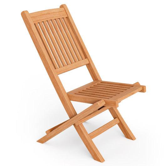 Teak Wood Patio Folding Dining Chair with Slatted Seat at Set Shop and Smile