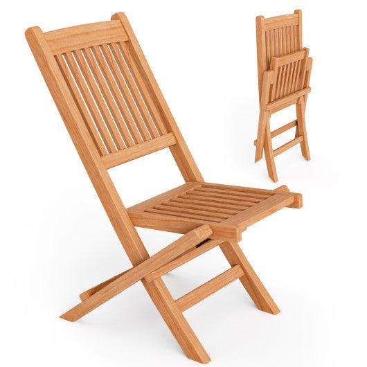 Teak Wood Patio Folding Dining Chair with Slatted Seat at Set Shop and Smile