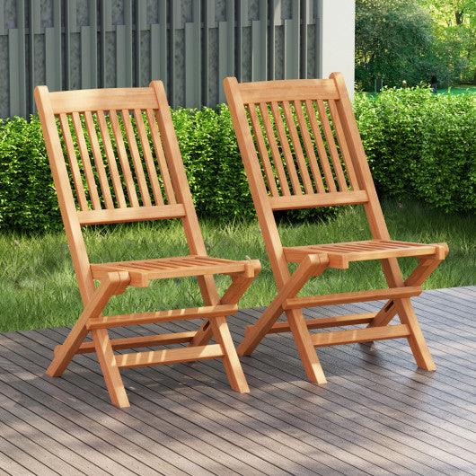 Teak Wood Patio Folding Dining Chair with Slatted Seat at Set Shop and Smile