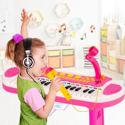 31-Key Kids Piano Keyboard Toy with Microphone and Multiple Sounds for Age 3+-Pink at Set Shop and Smile