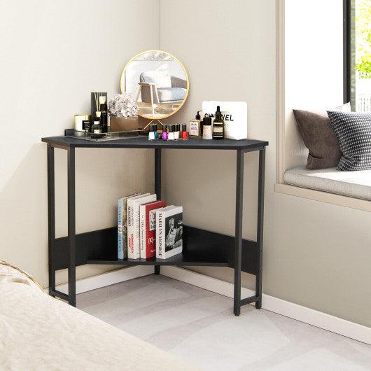 Triangle Computer Corner Desk with Charging Station-Black at Set Shop and Smile