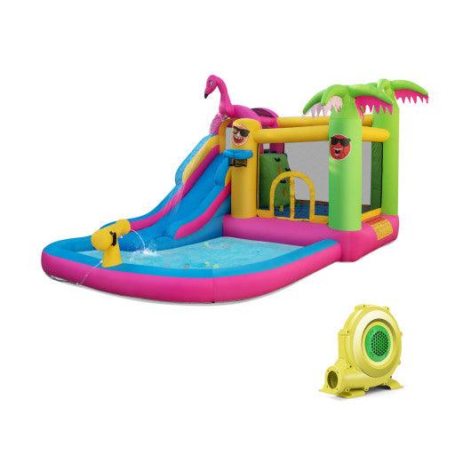 Inflatable Bounce Castle with Long Water Slide and 735W Blower at Set Shop and Smile