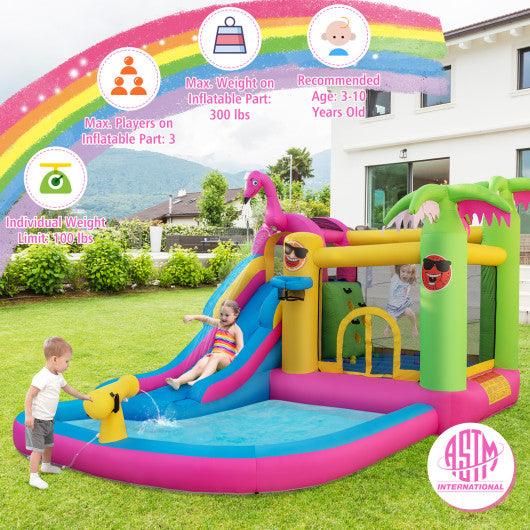 Inflatable Bounce Castle with Long Water Slide and 735W Blower at Set Shop and Smile
