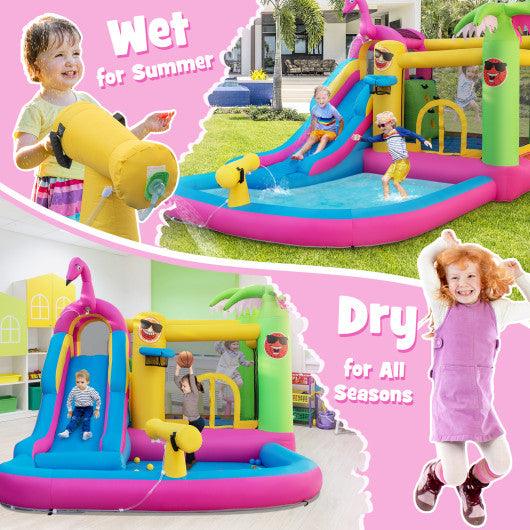 Inflatable Bounce Castle with Long Water Slide and 735W Blower at Set Shop and Smile