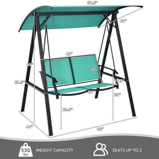2 Person Patio Swing with Weather Resistant Glider and Adjustable Canopy-Green at Set Shop and Smile