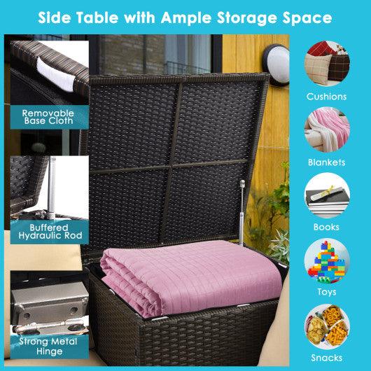 6 Pieces Outdoor Wicker Furniture Set with 32 Inch Propane Fire Pit Table-Turquoise at Set Shop and Smile