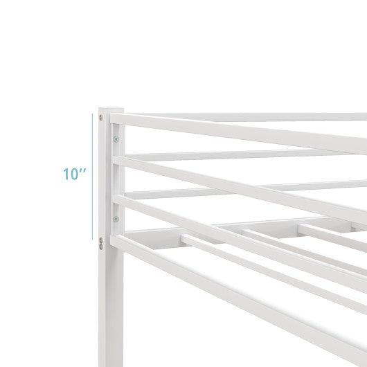 Low Profile Twin Over Twin Metal Bunk Bed with Full-length Guardrails-White at Set Shop and Smile