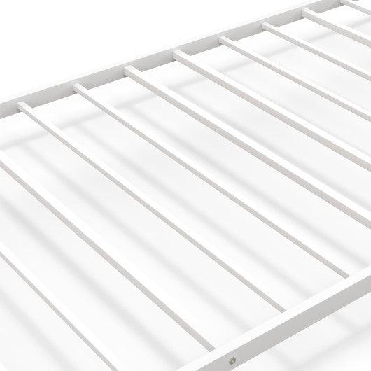 Low Profile Twin Over Twin Metal Bunk Bed with Full-length Guardrails-White at Set Shop and Smile