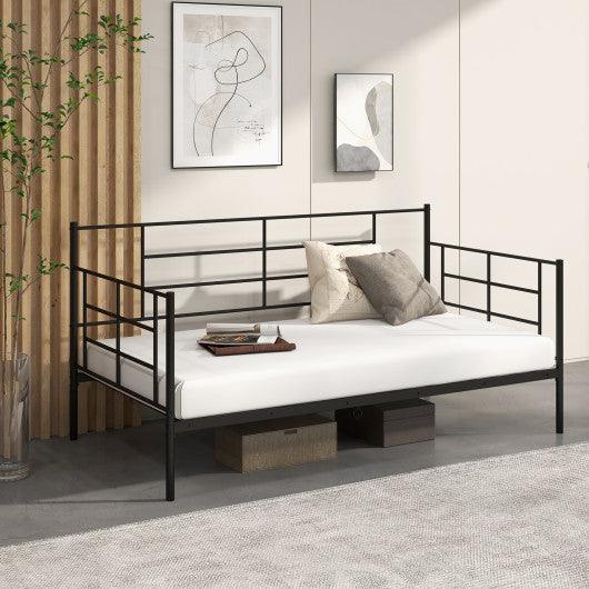 Twin Size Metal Daybed Sofa Bed Frame with Armrests and Backrest at Set Shop and Smile