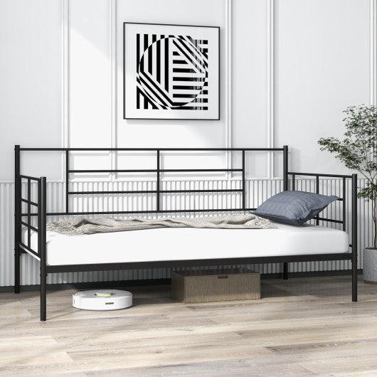 Twin Size Metal Daybed Sofa Bed Frame with Armrests and Backrest at Set Shop and Smile