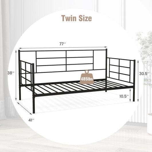 Twin Size Metal Daybed Sofa Bed Frame with Armrests and Backrest at Set Shop and Smile