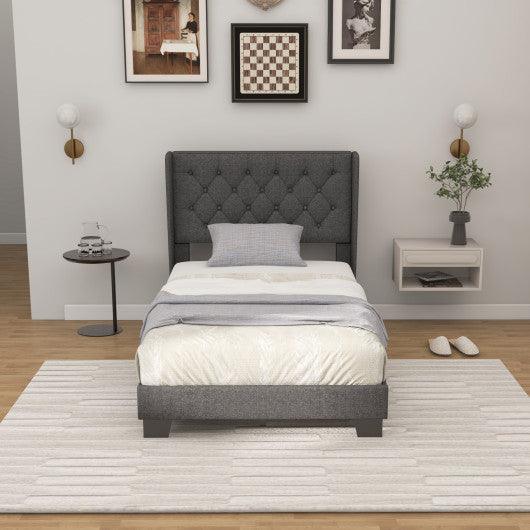 Twin/Full/Queen Size Upholstered Platform Bed with Button Tufted Headboard-Twin Size at Set Shop and Smile