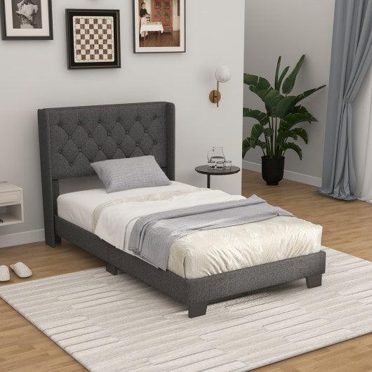 Twin/Full/Queen Size Upholstered Platform Bed with Button Tufted Headboard-Twin Size at Set Shop and Smile