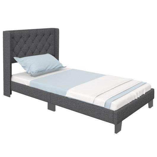 Twin/Full/Queen Size Upholstered Platform Bed with Button Tufted Headboard-Twin Size at Set Shop and Smile
