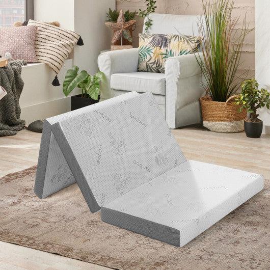 4 Inch Tri-fold Cool Gel Memory Foam Mattress-Twin XL at Set Shop and Smile