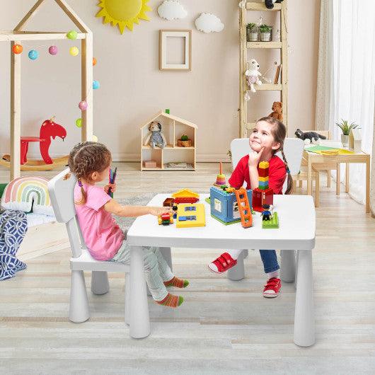 3 Pieces Toddler Multi Activity Play Dining Study Kids Table and Chair Set-White at Set Shop and Smile