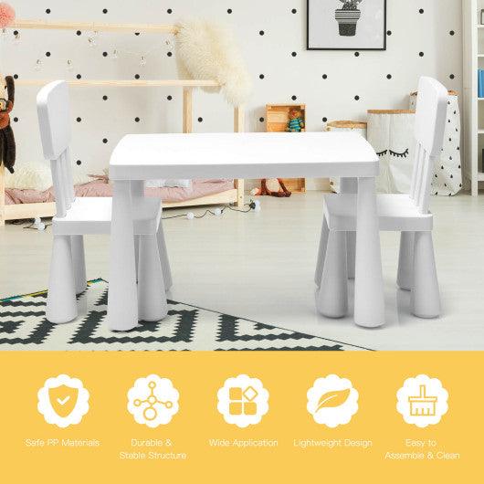 3 Pieces Toddler Multi Activity Play Dining Study Kids Table and Chair Set-White at Set Shop and Smile
