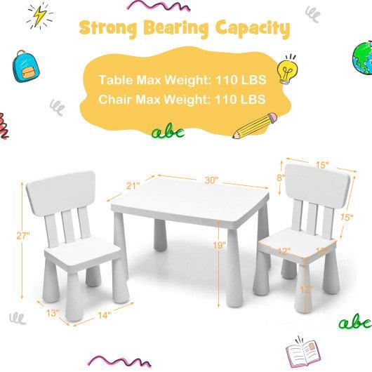 3 Pieces Toddler Multi Activity Play Dining Study Kids Table and Chair Set-White at Set Shop and Smile