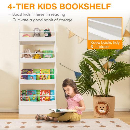 4-Tier Bookshelf with 2 Anti-Tipping Kits for Books and Magazines-White at Set Shop and Smile