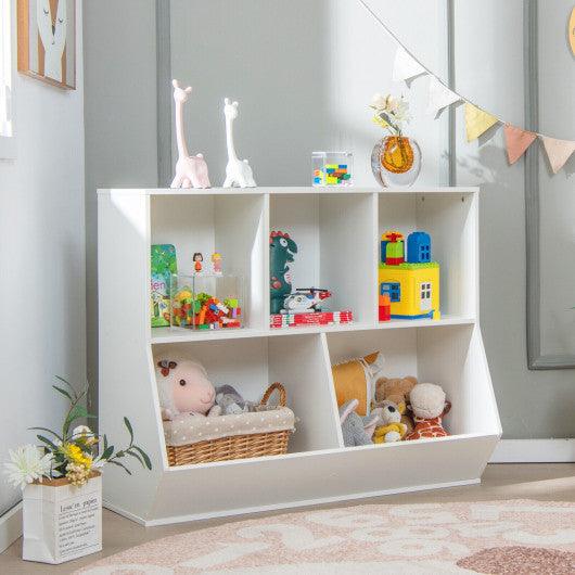 5-Cube Wooden Kids Toy Storage Organizer with Anti-Tipping Kits-White at Set Shop and Smile
