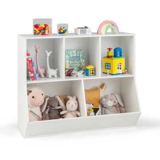5-Cube Wooden Kids Toy Storage Organizer with Anti-Tipping Kits-White at Set Shop and Smile