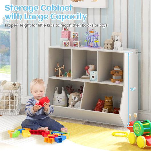 5-Cube Wooden Kids Toy Storage Organizer with Anti-Tipping Kits-White at Set Shop and Smile