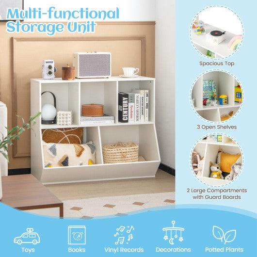 5-Cube Wooden Kids Toy Storage Organizer with Anti-Tipping Kits-White at Set Shop and Smile