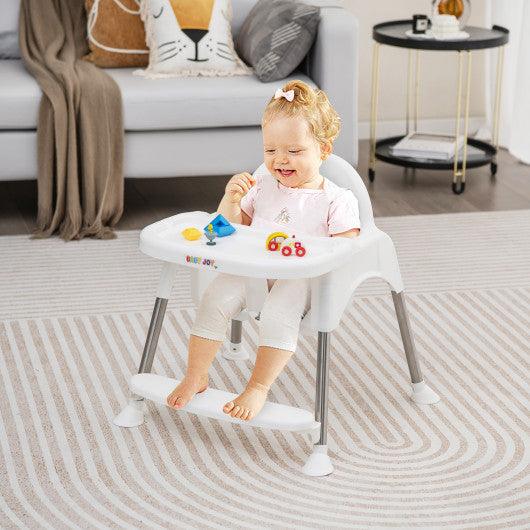 4-in-1 Convertible Baby High Chair with Removable Double Tray-White at Set Shop and Smile