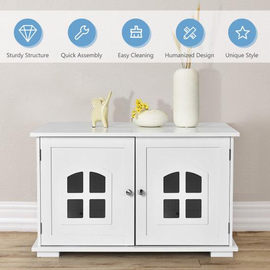 Large Wooden Cat Litter Box Enclosure Hidden Cat Washroom with Divider at Set Shop and Smile