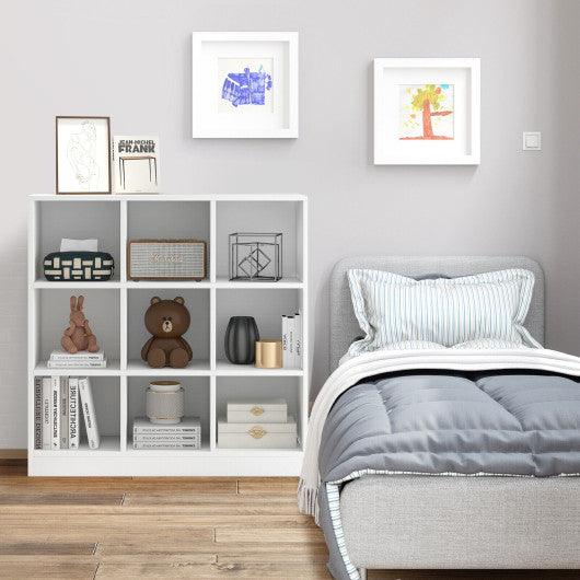Modern 9-Cube Bookcase with 2 Anti-Tipping Kits for Books Toys Ornaments-White at Set Shop and Smile