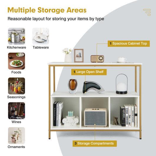 Modern Kitchen Buffet Sideboard with 3 Compartments-White at Set Shop and Smile
