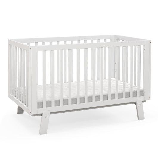 Rubber Wood Baby Crib with Adjustable Mattress Heights and Guardrails-White at Set Shop and Smile