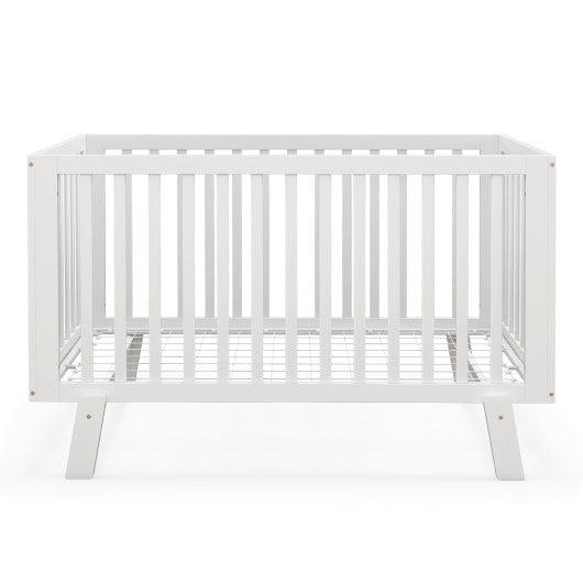 Rubber Wood Baby Crib with Adjustable Mattress Heights and Guardrails-White at Set Shop and Smile