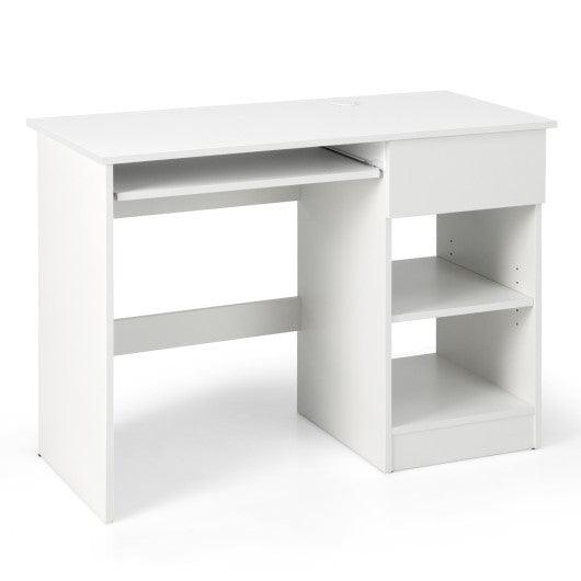 Wooden Computer Desk with CPU Stand-White at Set Shop and Smile