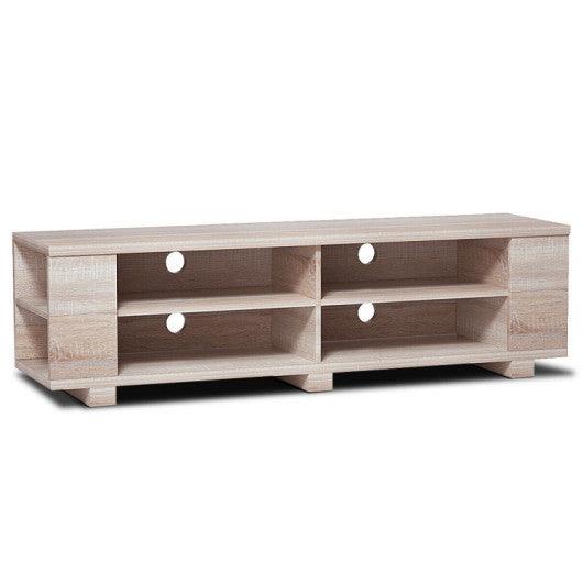 59 Inch Console Storage Entertainment Media Wood TV Stand-Oak at Set Shop and Smile