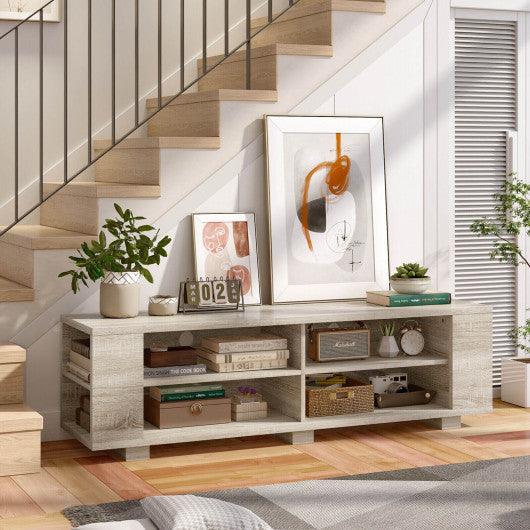 59 Inch Console Storage Entertainment Media Wood TV Stand-Oak at Set Shop and Smile