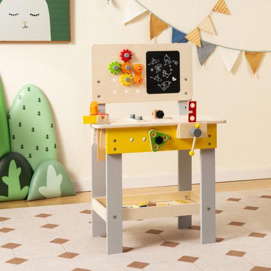 Wooden Pretend Play Workbench Set with Blackboard for Toddlers Ages 3+ at Set Shop and Smile