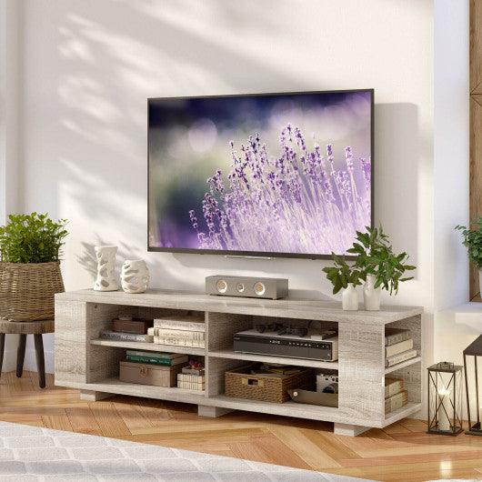 59 Inch Console Storage Entertainment Media Wood TV Stand-Oak at Set Shop and Smile